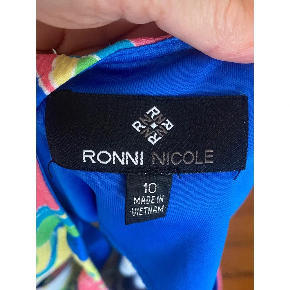 Ronni Nicole Multi Color Psychedelic Floral Paisley Shift‎ Dress Size 10 coastal